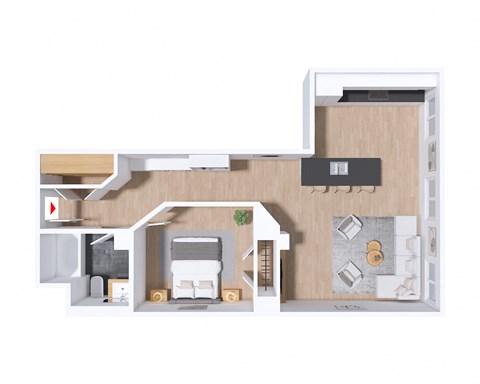 Floor plan for 1 bed, 1 bath, 780 sqft